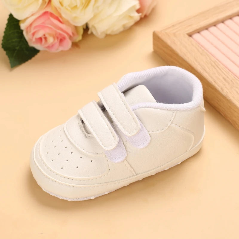 Image of Soft White Velcro Sneakers in white from Baby Booties Boutique