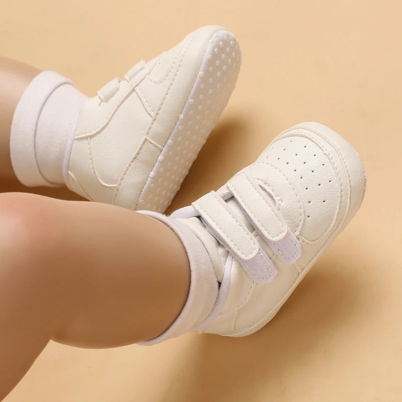 Image of Soft White Velcro Sneakers in white from Baby Booties Boutique