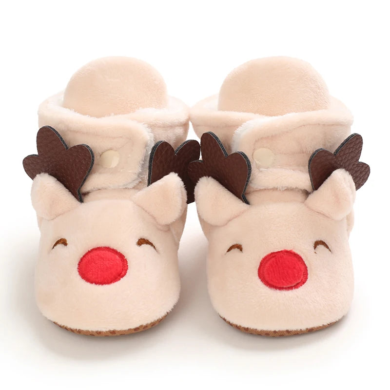 Image of Baby Rudolph Christmas Booties in apricot from Baby Booties Boutique