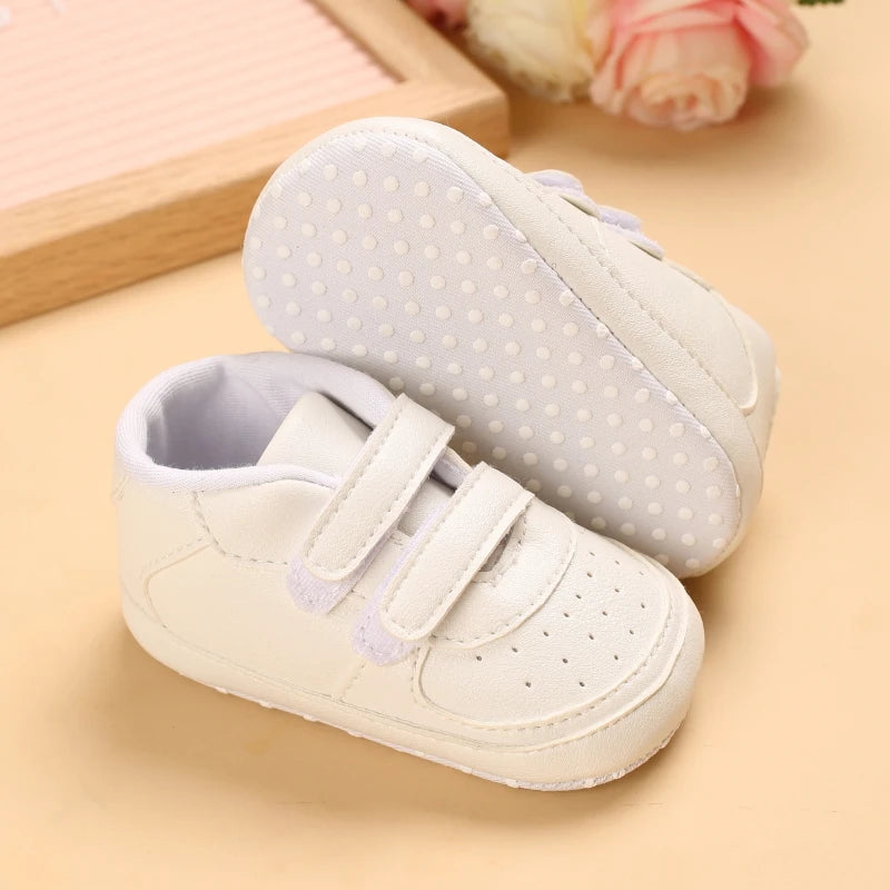 Image of Soft White Velcro Sneakers in white from Baby Booties Boutique