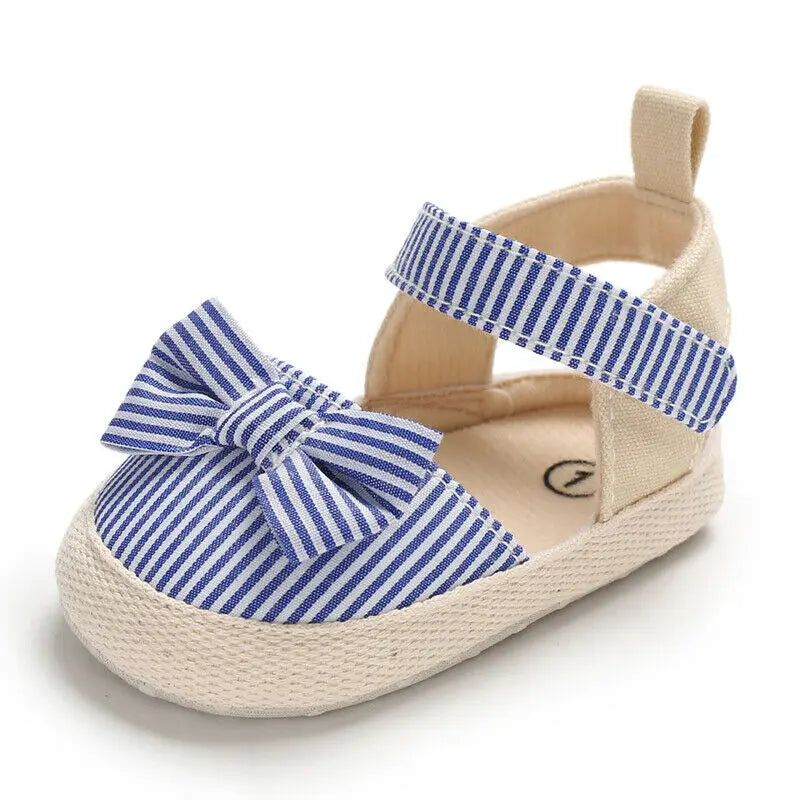 Image of Stripped Summer Sandals in blue from Baby Booties Boutique