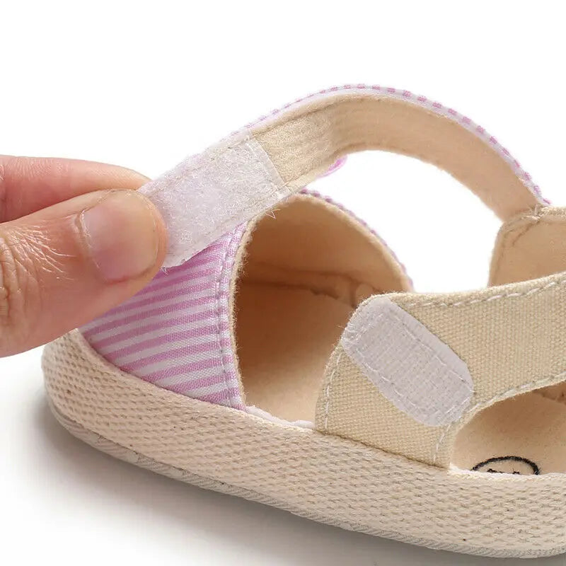 Image of Stripped Summer Sandals in pink from Baby Booties Boutique