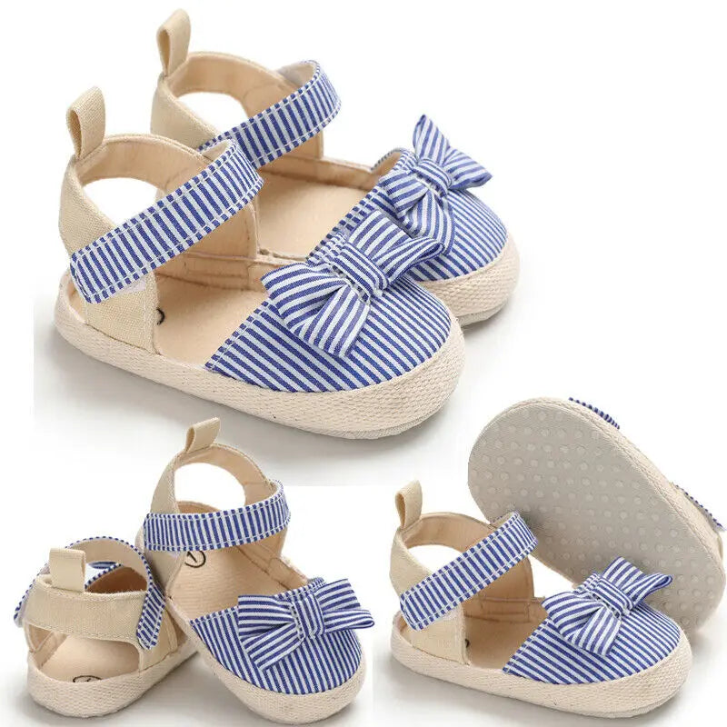 Image of Stripped Summer Sandals in blue from Baby Booties Boutique