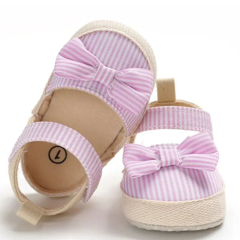 Image of Stripped Summer Sandals in pink from Baby Booties Boutique