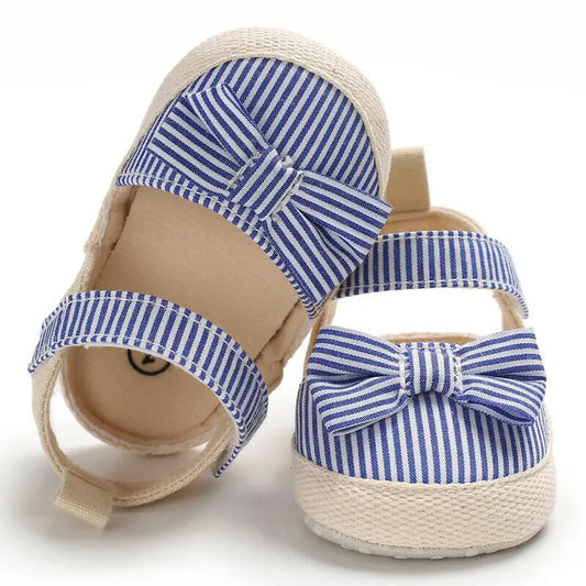 Image of Stripped Summer Sandals in blue from Baby Booties Boutique