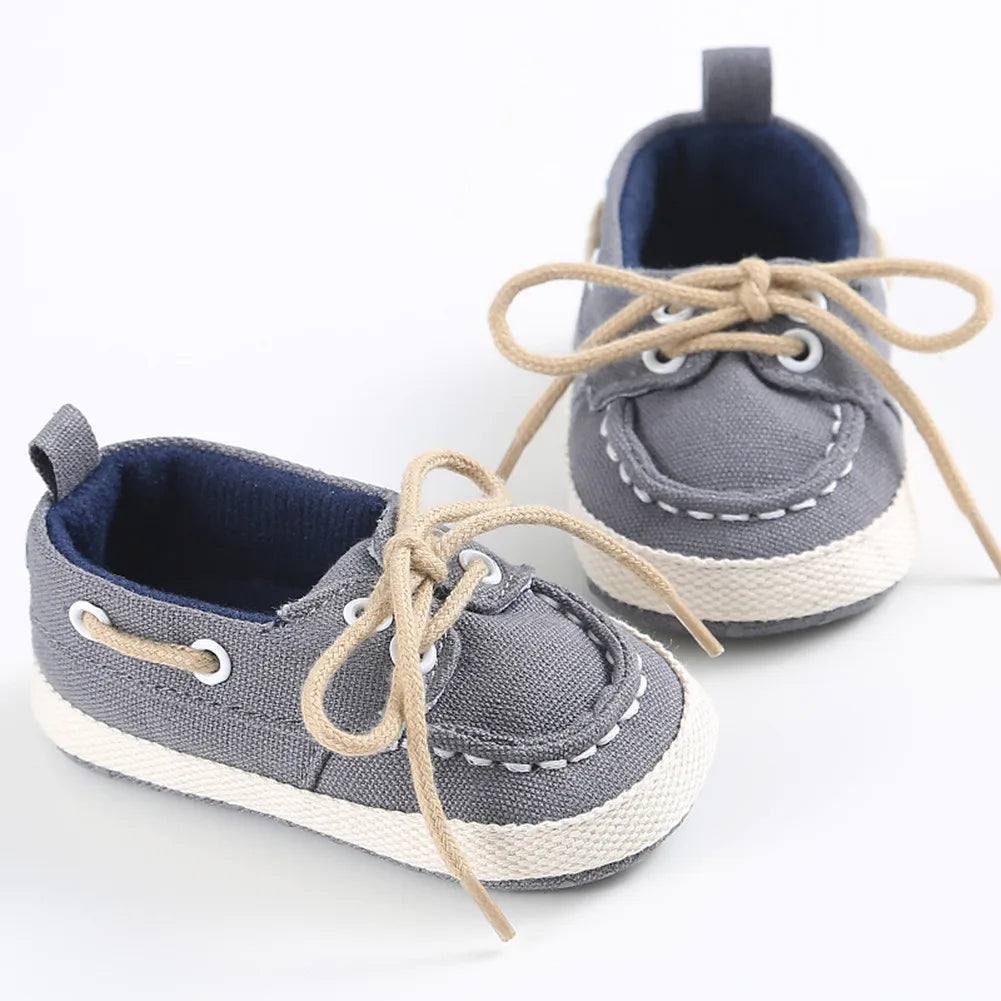 Image of First Walkers Boat Shoes in grey from Baby Booties Boutique