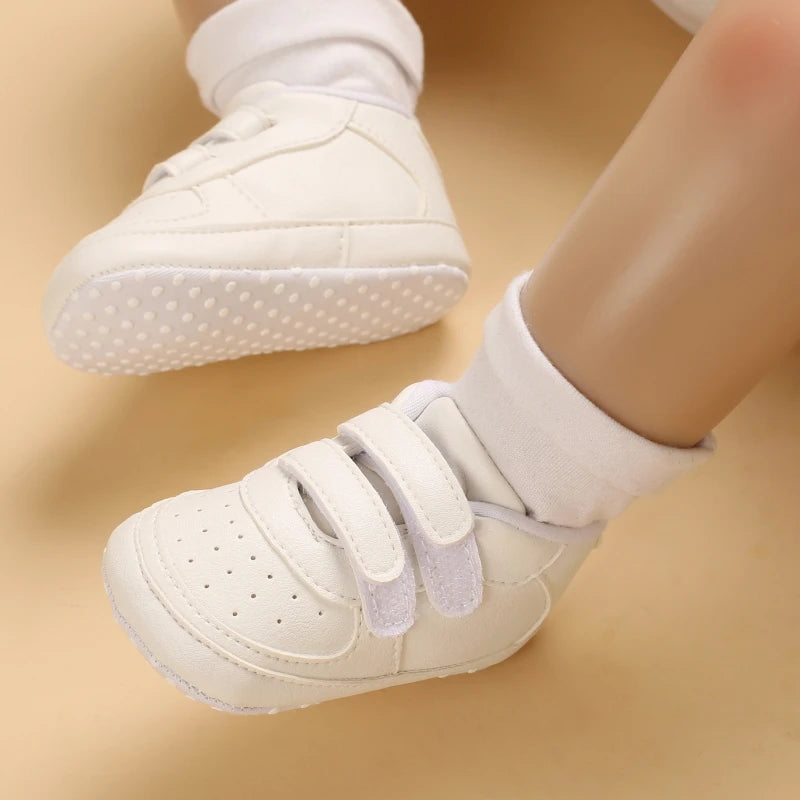 Image of Soft White Velcro Sneakers in white from Baby Booties Boutique