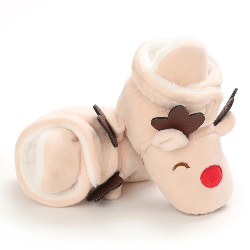 Image of Baby Rudolph Christmas Booties in apricot from Baby Booties Boutique