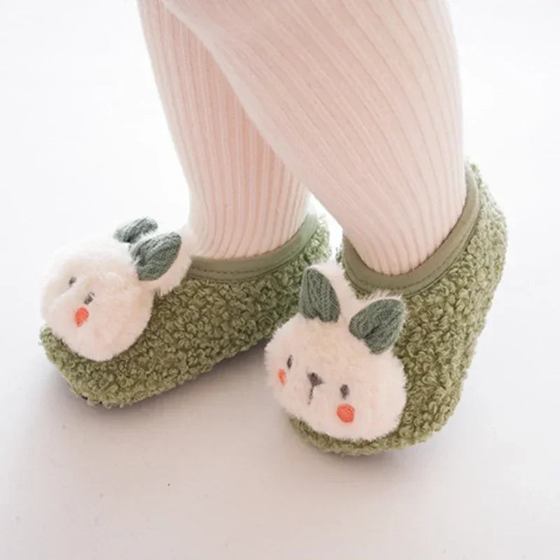 Image of Baby Plush Rabbit Anti-Slip Sock Shoes in Green from Baby Booties Boutique