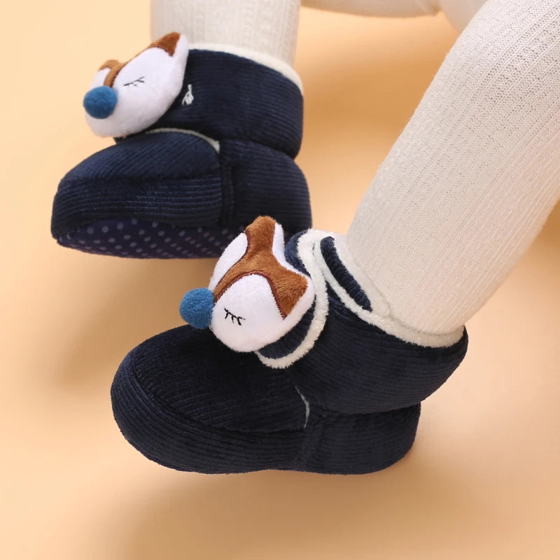 Image of Corduroy Winter Soft Sole Booties in navy from Baby Booties Boutique