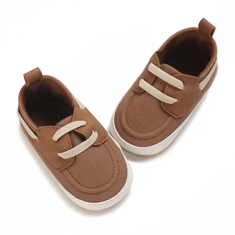 Image of infant boat shoes in brown from Baby Booties Boutique