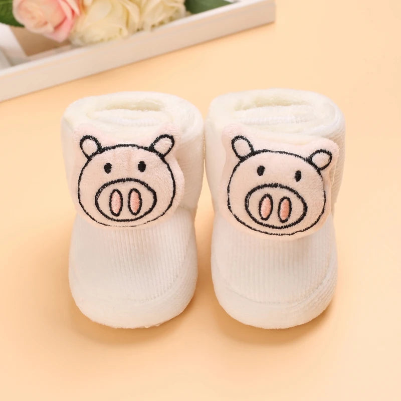 Image of Corduroy Winter Soft Sole Booties in white from Baby Booties Boutique