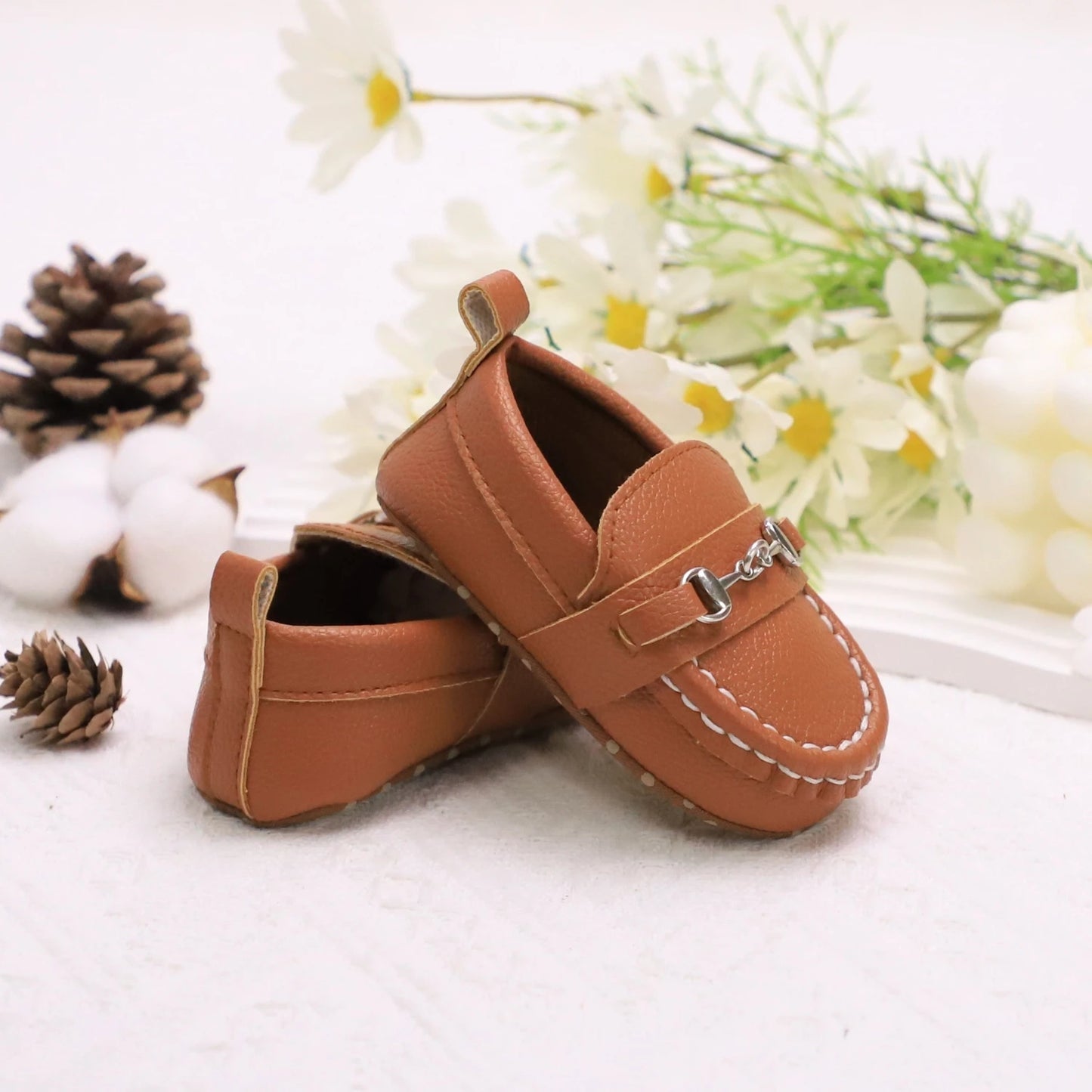 Image of First Walker Slip-on Loafers in coffee from Baby Booties Boutique