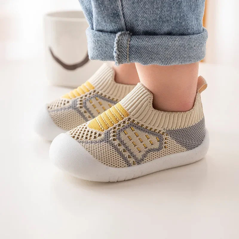 Image of Breathable 2-Tone Mesh Slip-Ons in Khaki/Grey from Baby Booties Boutique