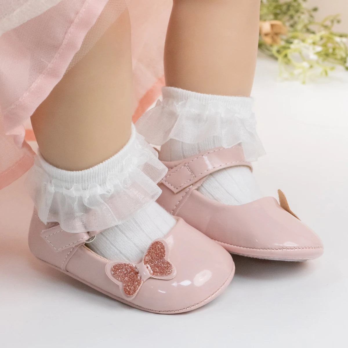 Image of Princess Bows Baby Shoes in pink from Baby Booties Boutique