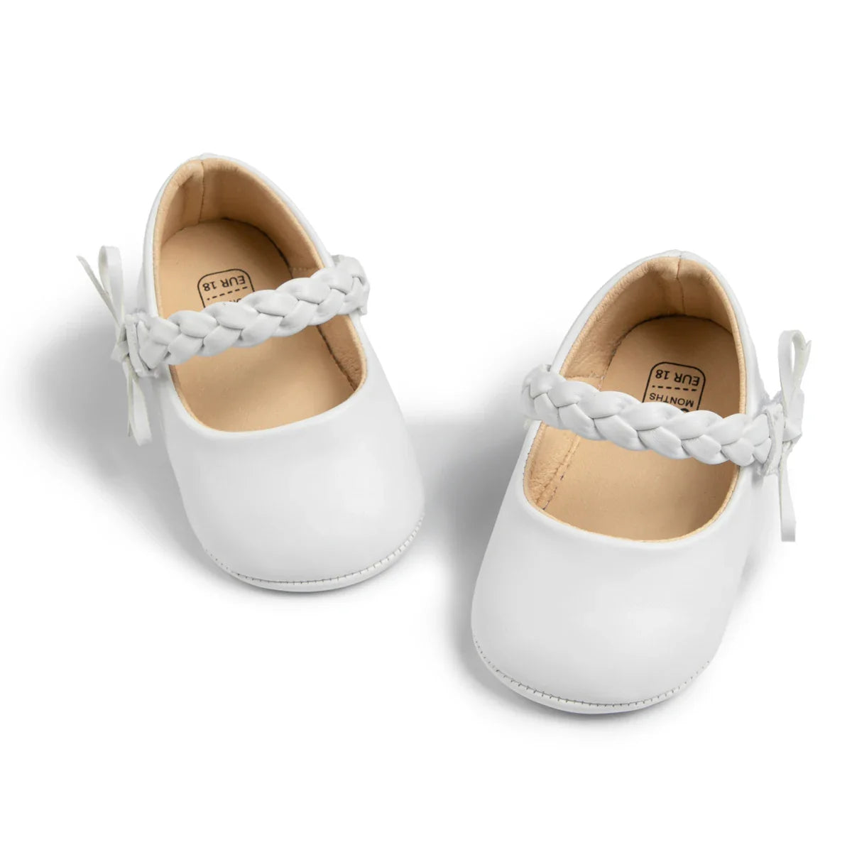 Image of Braided Strap Flats in White from Baby Booties Boutique