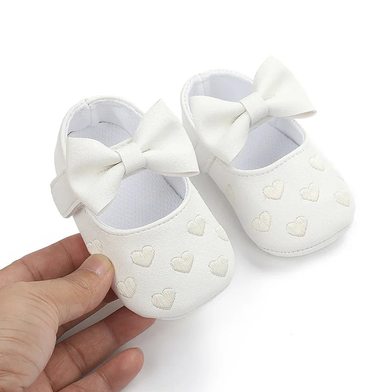 Image of Hearted Leather Baby Shoes in white from Baby Booties Boutique