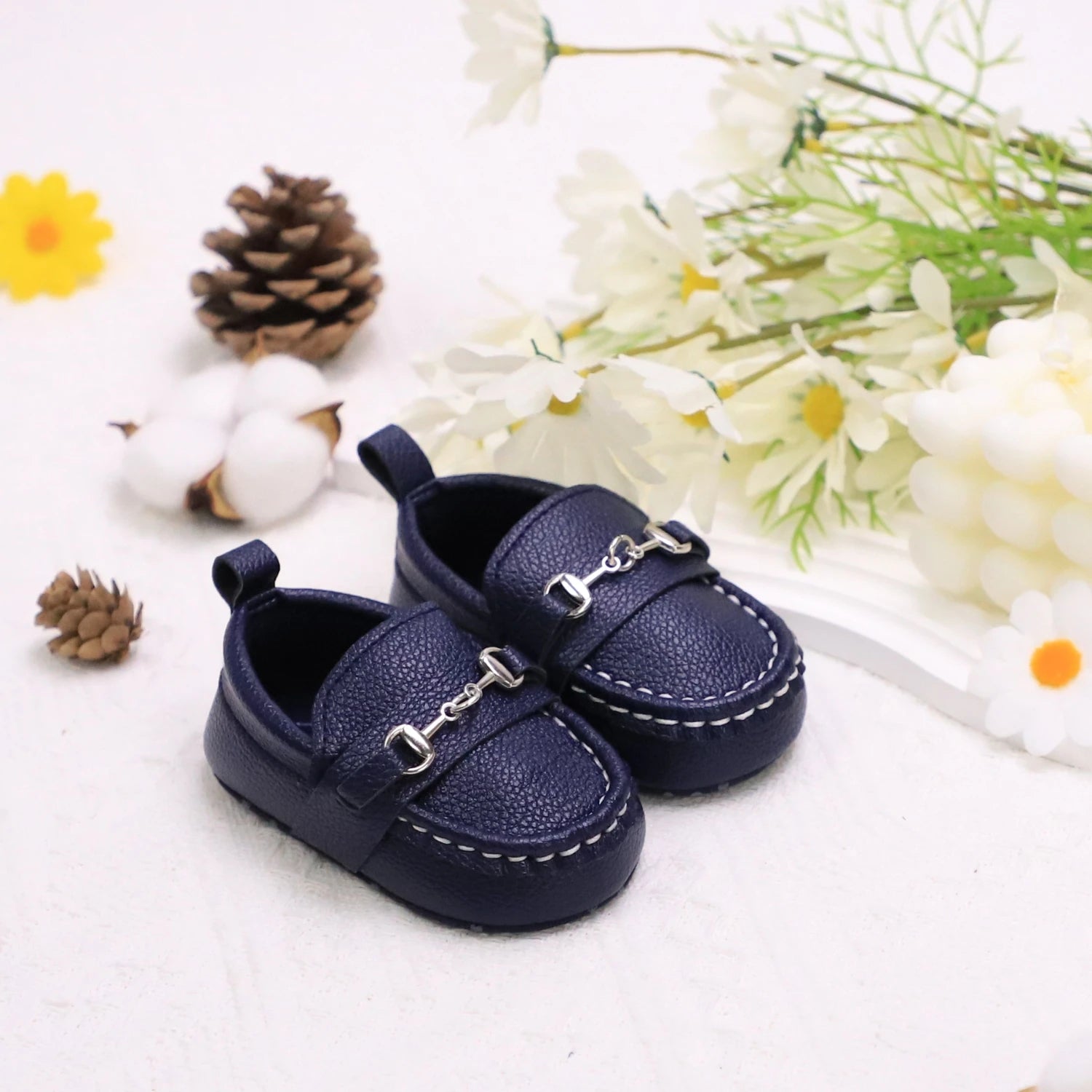 Image of First Walker Slip-on Loafers in navy from Baby Booties Boutique