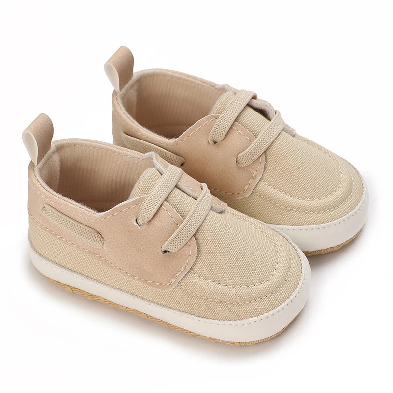 Image of infant boat shoes in apricot from Baby Booties Boutique