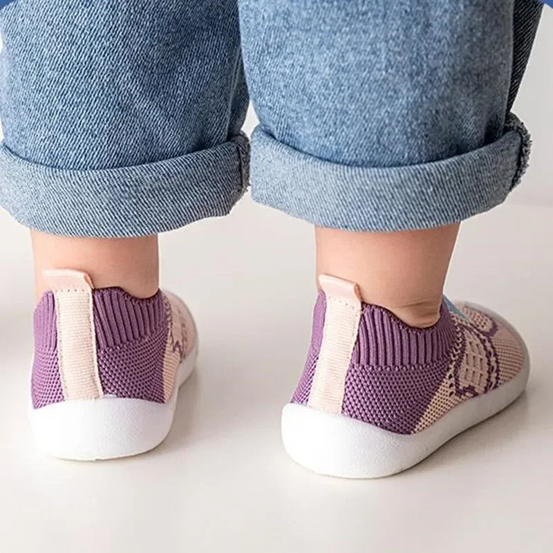 Image of Breathable 2-Tone Mesh Slip-Ons in Pink/Grey from Baby Booties Boutique