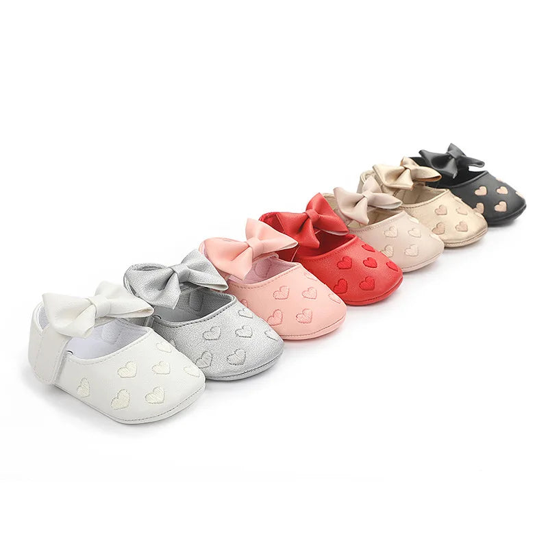 Image of Hearted Leather Baby Shoes in various colors from Baby Booties Boutique