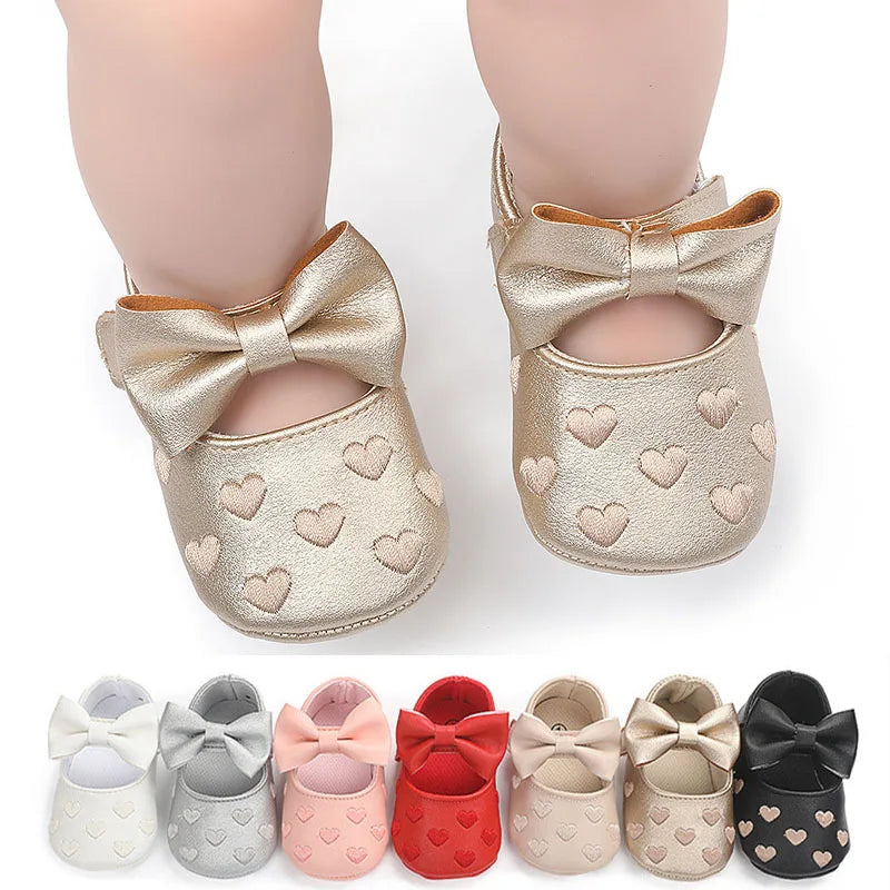 Image of Hearted Leather Baby Shoes in various colors from Baby Booties Boutique