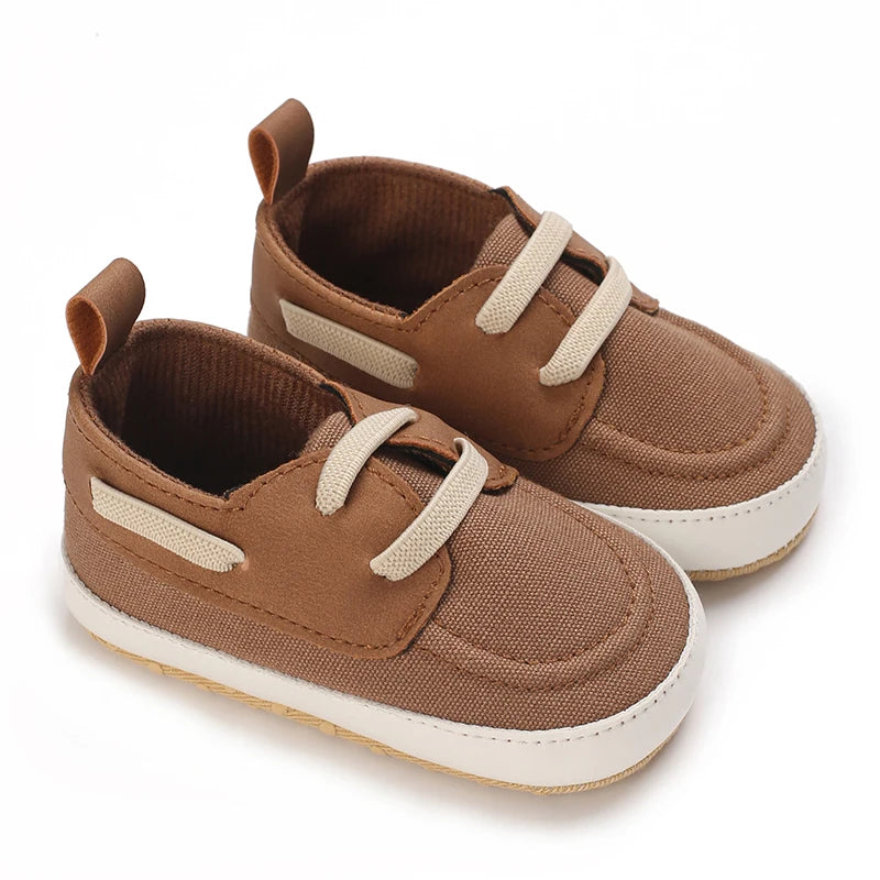 Image of infant boat shoes in brown from Baby Booties Boutique