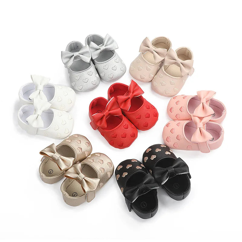 Image of Hearted Leather Baby Shoes in various colors from Baby Booties Boutique