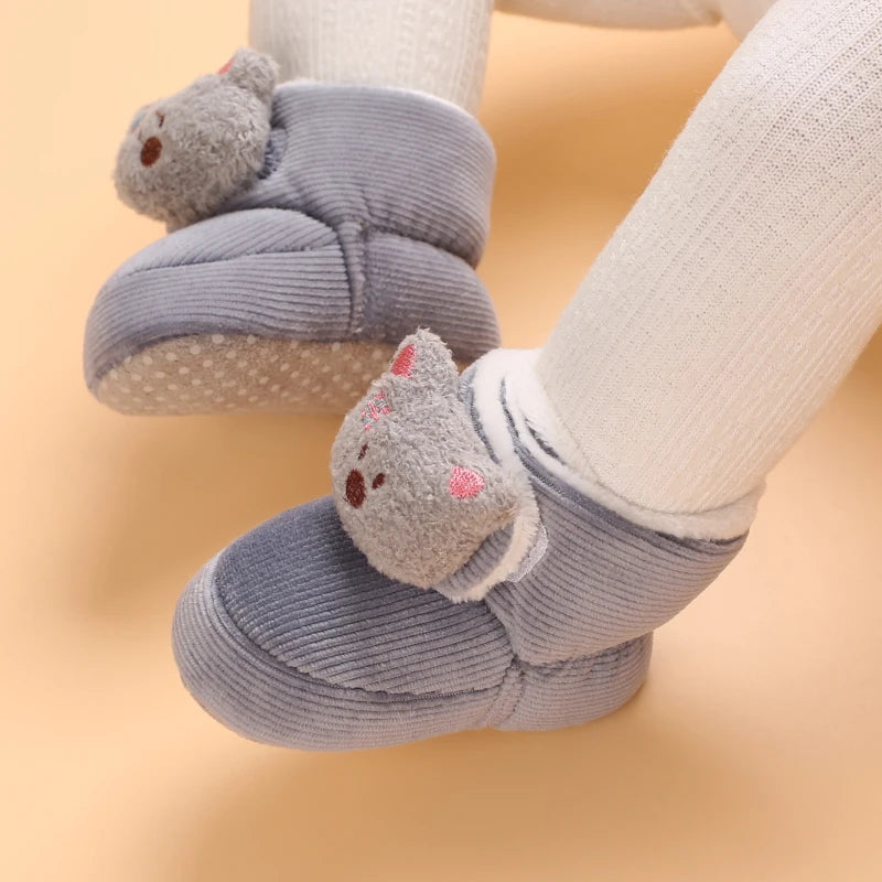 Image of Corduroy Winter Soft Sole Booties in grey from Baby Booties Boutique