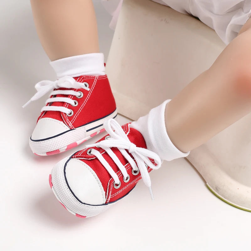 Image of Baby Canvas Sneakers in Red from Baby Booties Boutique