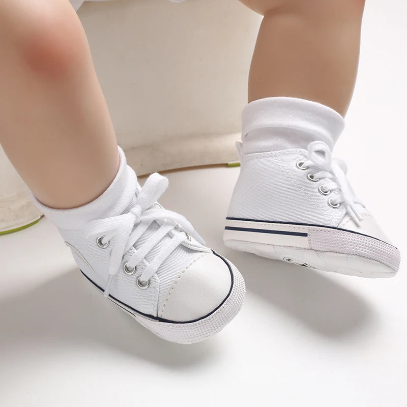 Image of Baby Canvas Sneakers in White from Baby Booties Boutique