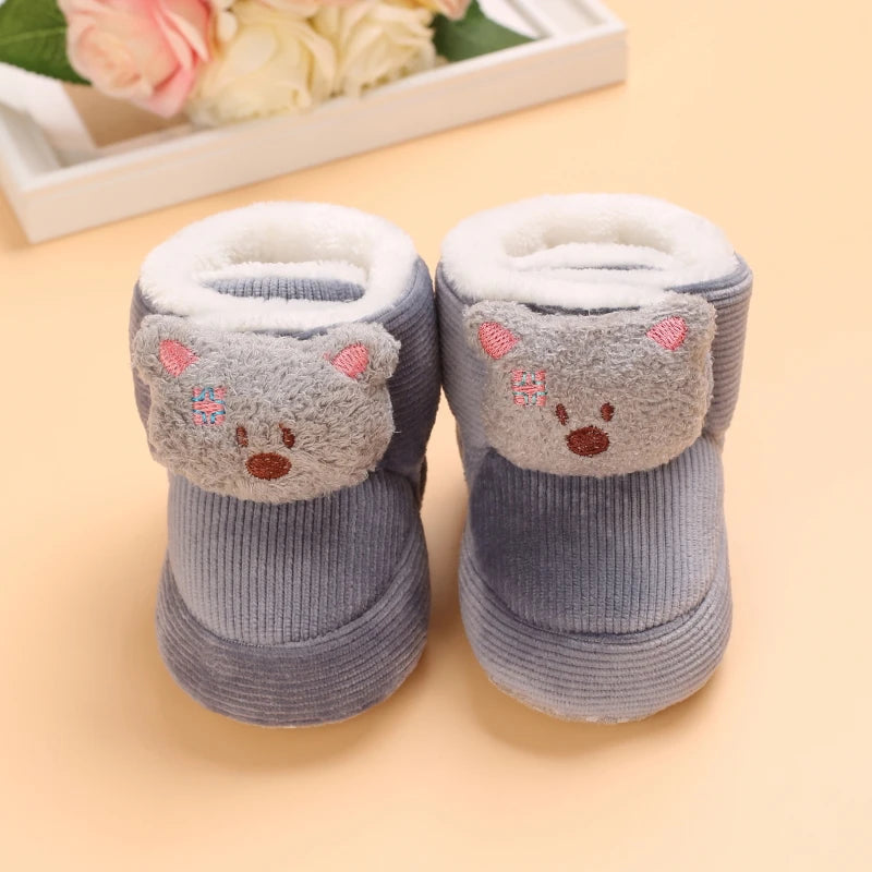 Image of Corduroy Winter Soft Sole Booties in grey from Baby Booties Boutique