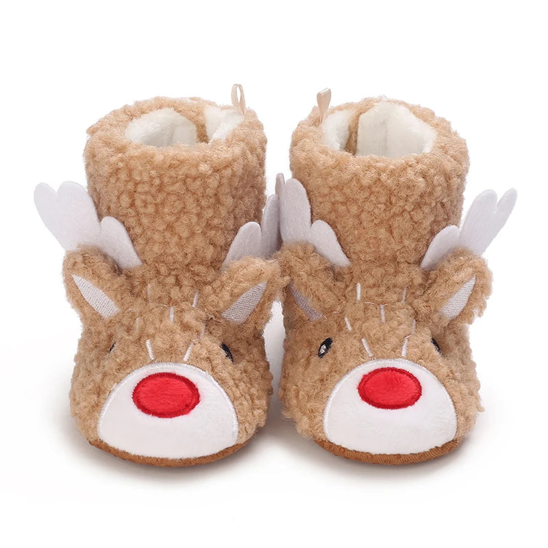 Image of Baby Rudolph Christmas Booties in brown from Baby Booties Boutique