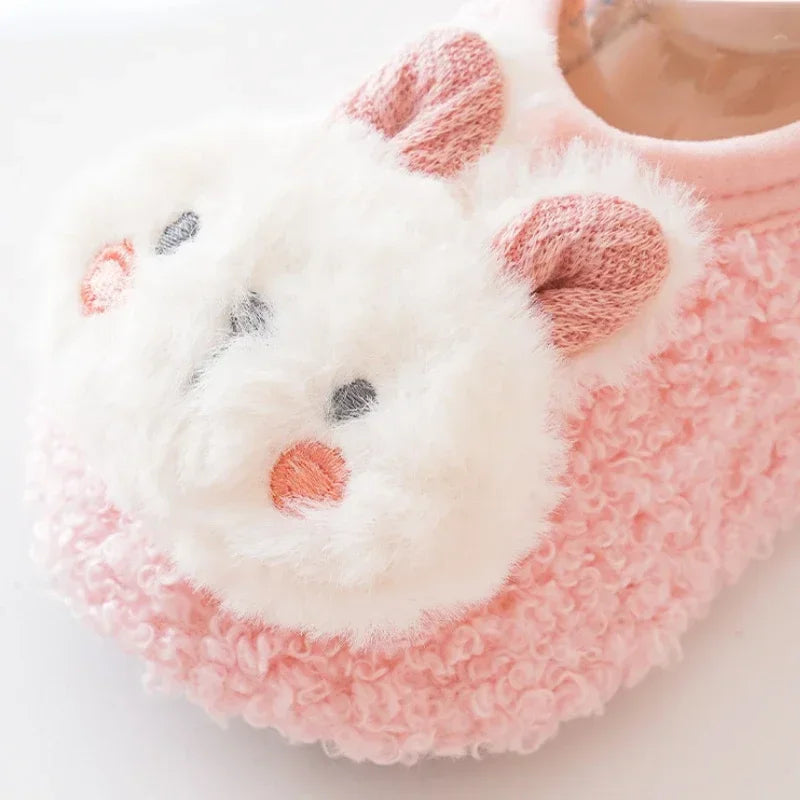 Image of Baby Plush Rabbit Anti-Slip Sock Shoes in Pink from Baby Booties Boutique