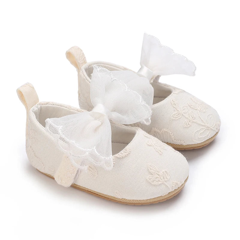 Image of Princess Lace with Bows Shoes in white from Baby Booties Boutique