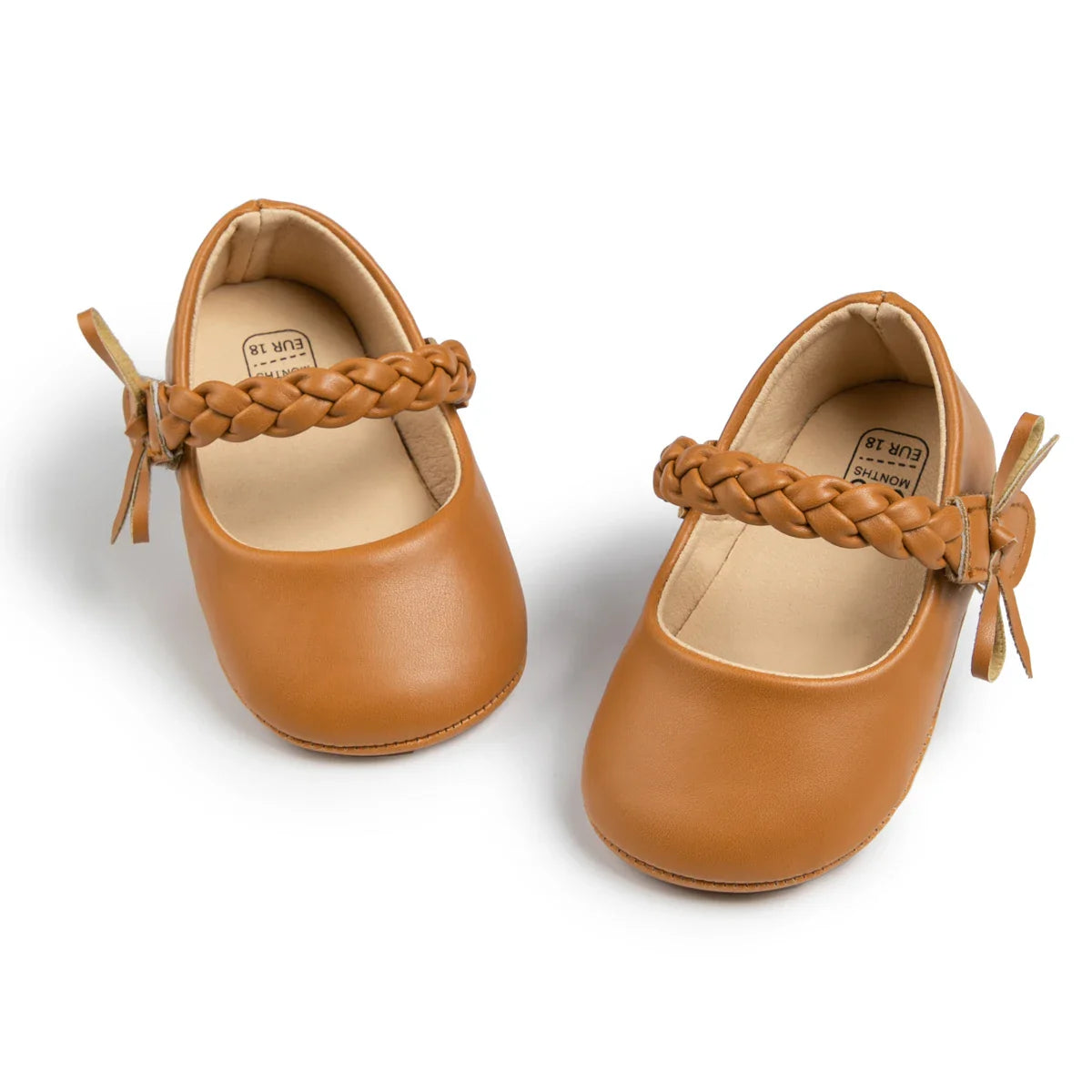 Image of Braided Strap Flats in Brown from Baby Booties Boutique