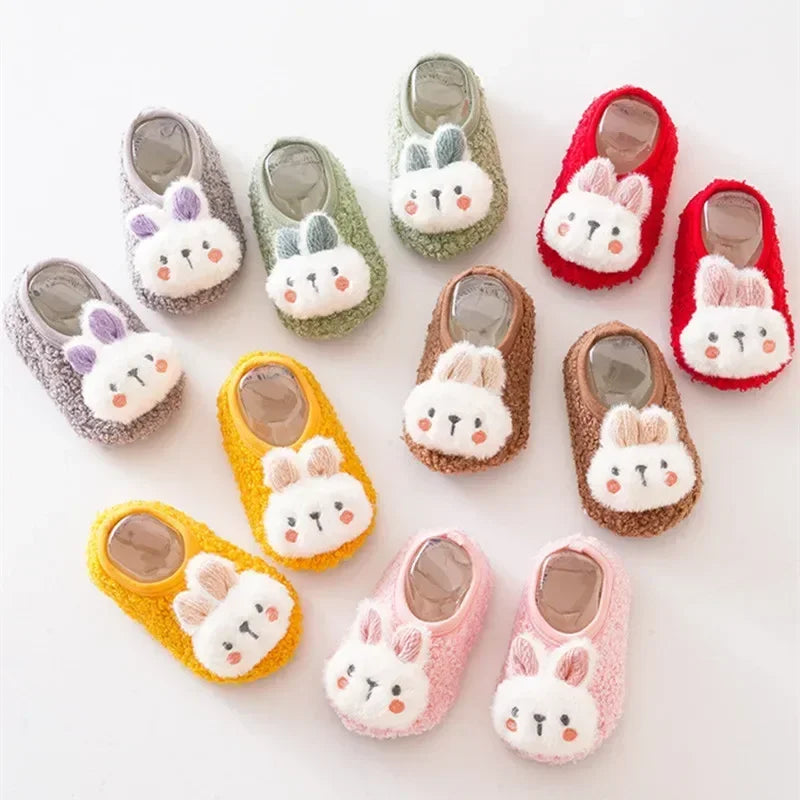 Image of Baby Plush Rabbit Anti-Slip Sock Shoes in various colors from Baby Booties Boutique