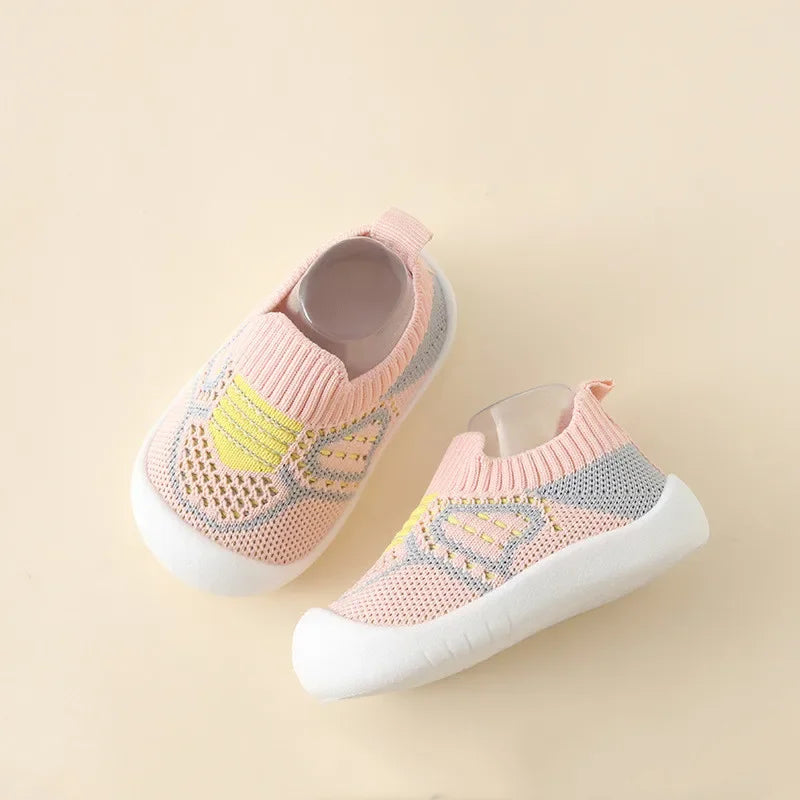 Image of Breathable 2-Tone Mesh Slip-Ons in Pink/Grey from Baby Booties Boutique