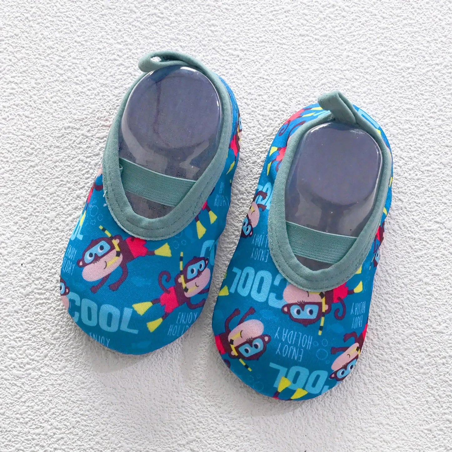 Image of Water Sport Baby Shoes in blue w/ monkeys from Baby Booties Boutique