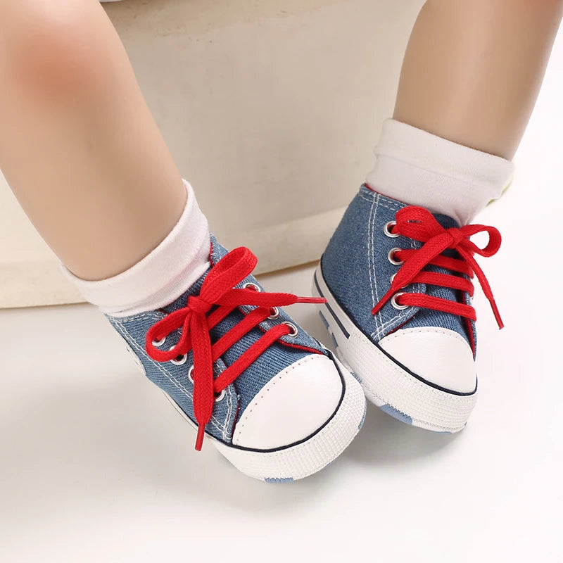 Image of Baby Canvas Sneakers in Denim from Baby Booties Boutique