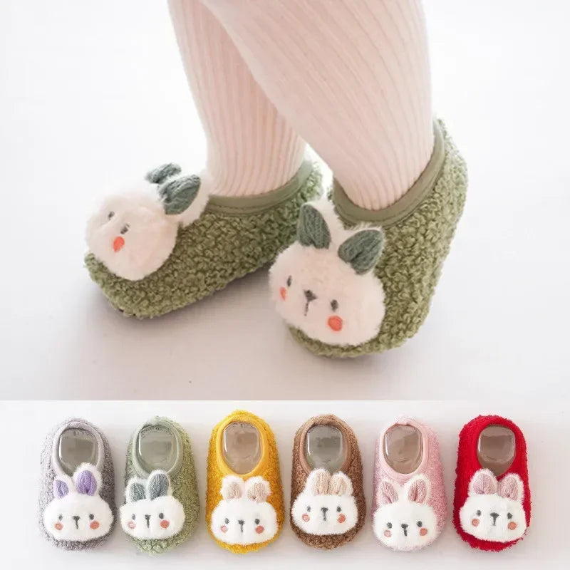 Image of Baby Plush Rabbit Anti-Slip Sock Shoes in Green from Baby Booties Boutique