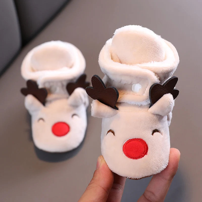 Image of Baby Rudolph Christmas Booties in apricot from Baby Booties Boutique