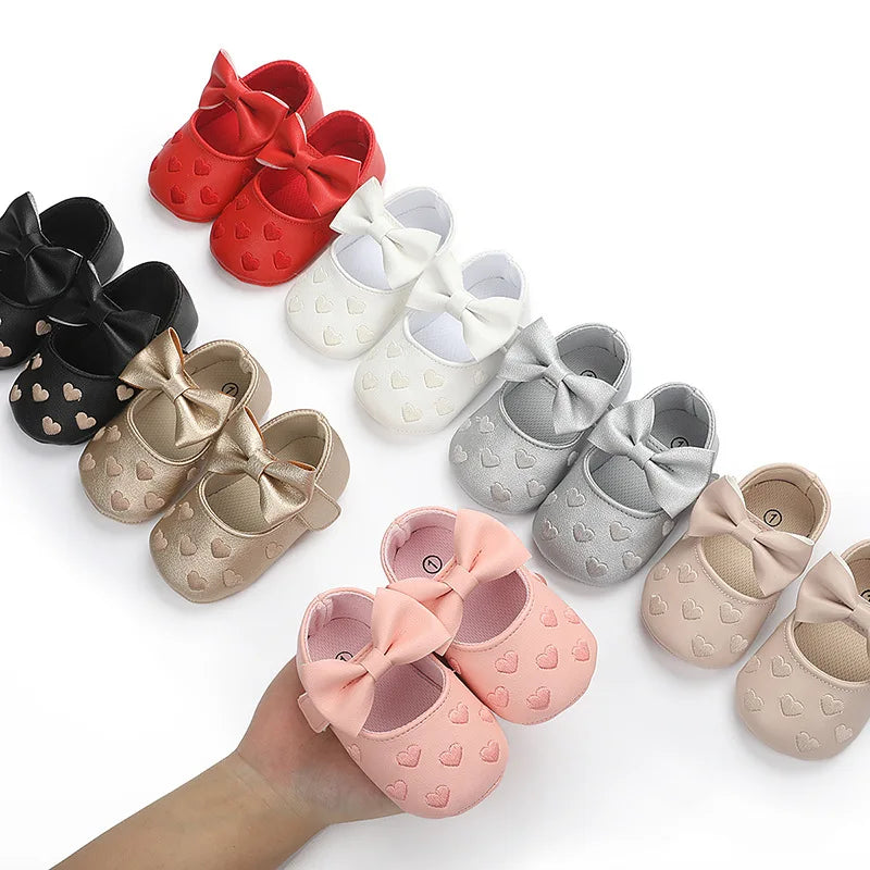 Image of Hearted Leather Baby Shoes in various colors from Baby Booties Boutique