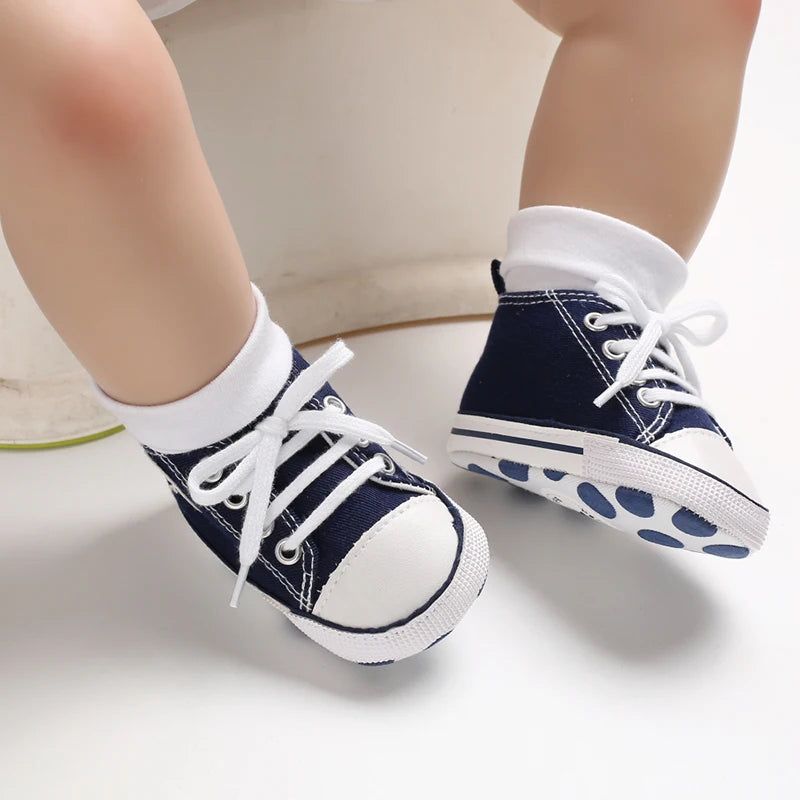 Image of Baby Canvas Sneakers in Navy from Baby Booties Boutique