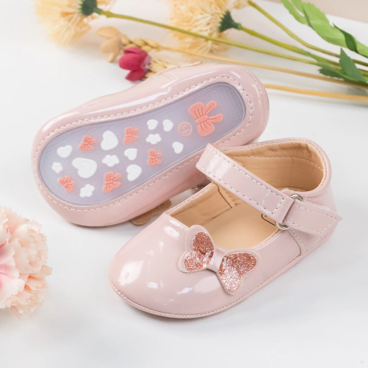 Image of Princess Bows Baby Shoes in pink from Baby Booties Boutique