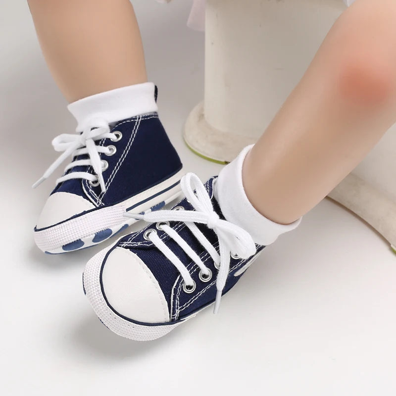 Image of Baby Canvas Sneakers in Navy from Baby Booties Boutique