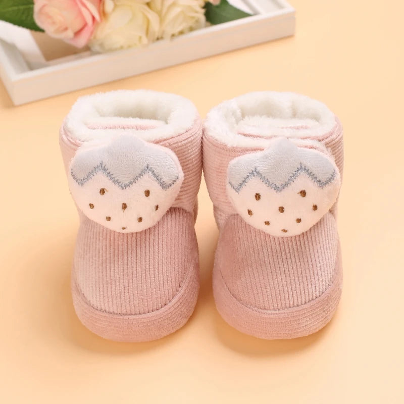 Image of Corduroy Winter Soft Sole Booties in pink from Baby Booties Boutique