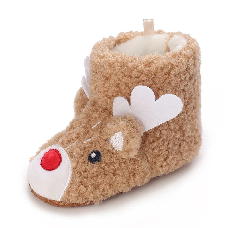 Image of Baby Rudolph Christmas Booties in brown from Baby Booties Boutique