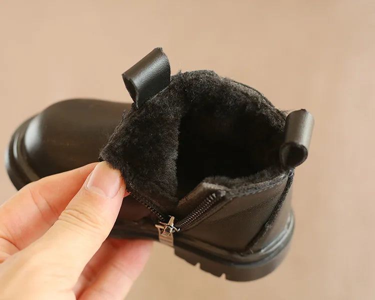 Image of warm fur boots in black from Baby Booties Boutique