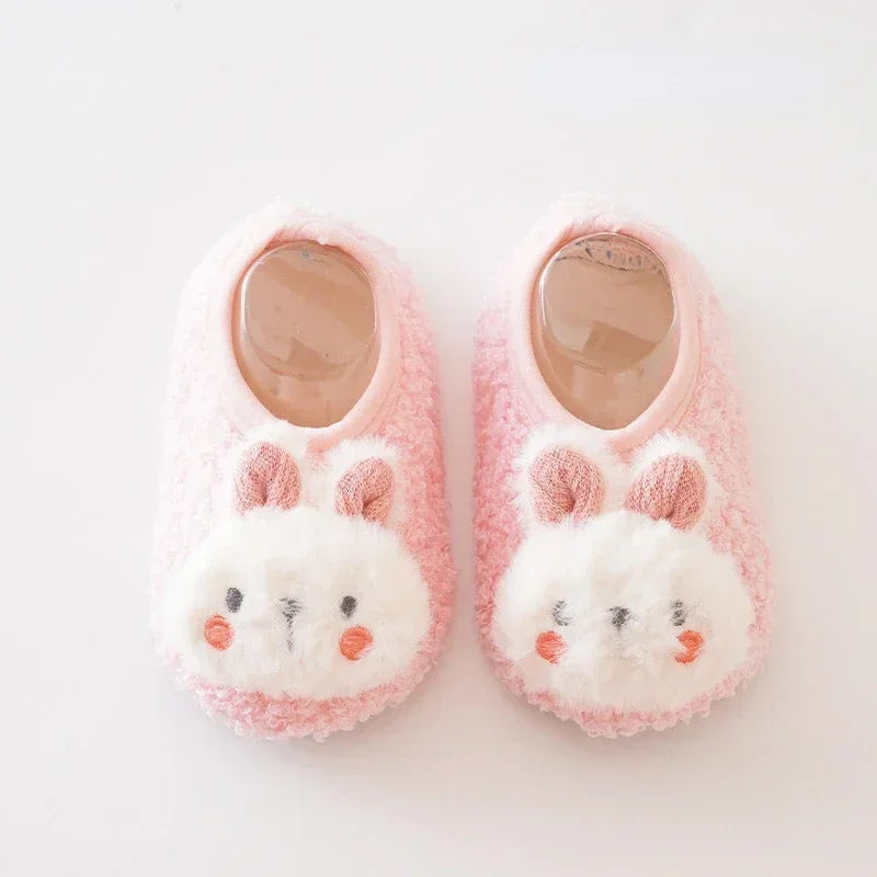 Image of Baby Plush Rabbit Anti-Slip Sock Shoes in Pink from Baby Booties Boutique